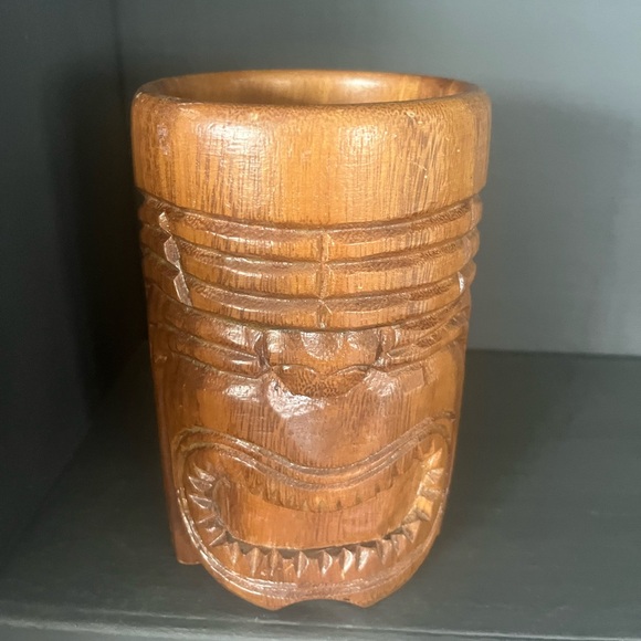 Tiki hand carved wooden mug - Picture 7 of 11